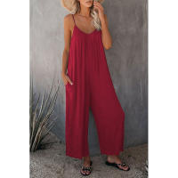 Mono informal de verano sin mangas con pernera ancha para mujer, pantalones de color liso con peto, mono culotte con bolsillos - details 7
