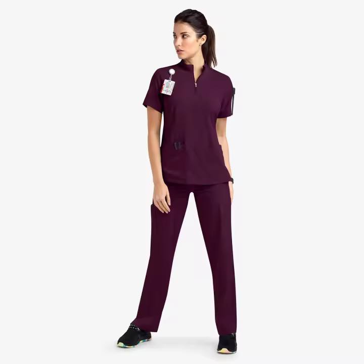 Nueva enfermera mujer pantalón corto Casual ropa de manga Top farmacia trabajo médico Hospital médico uniforme para enfermería cuello alto cremallera - 1