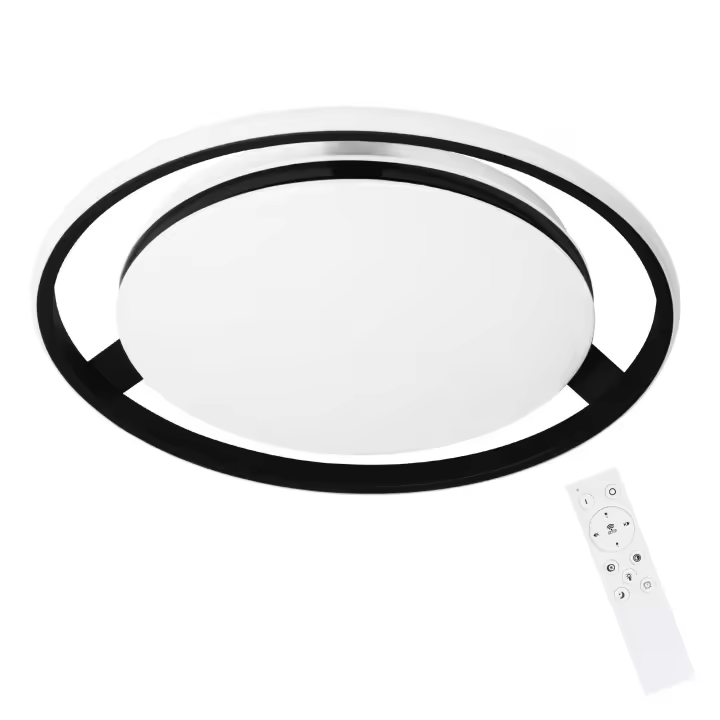 CBJKTX-Lámpara de techo LED negra moderna, lámpara de sala de estar de diseño redondo con Control remoto, lámpara regulable para dormitorio, cocina y pasillo - 1