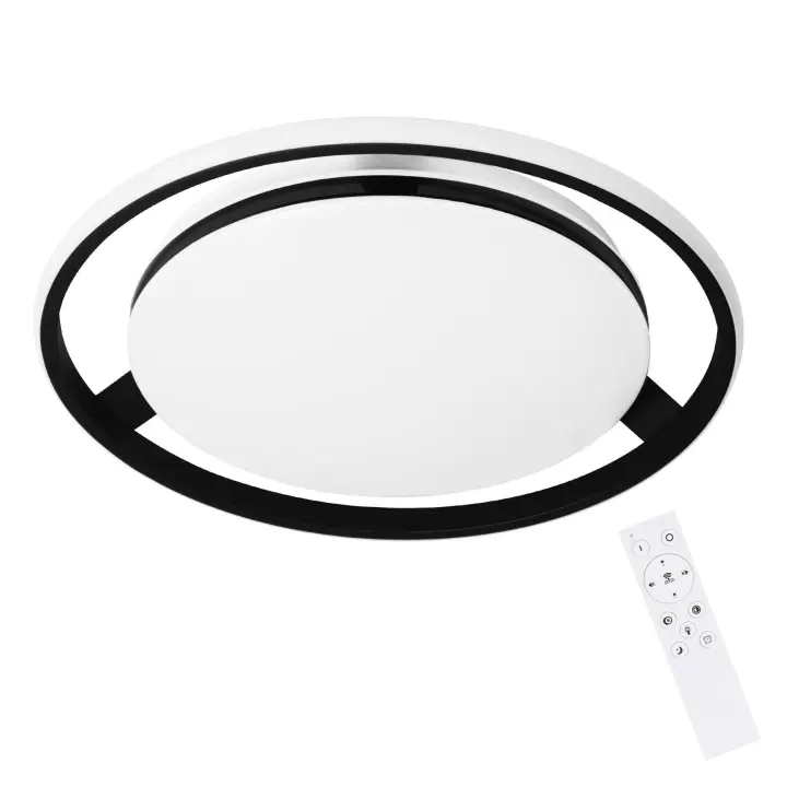 CBJKTX-Lámpara de techo LED negra moderna, lámpara de sala de estar de diseño redondo con Control remoto, lámpara regulable para dormitorio, cocina y pasillo - 1