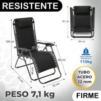 2 sillas Gravedad Cero Camping jardín y terraza, reclinables, Bloqueo de Seguridad, Estructura Acero Gris y Asiento Lona Oxford poliéster 3D Beige - details 9