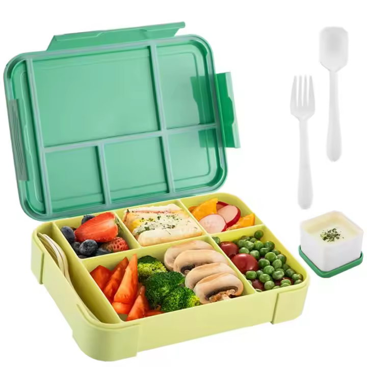 Caja Bento de 1330ML Contenedor de Almuerzo para Adultos con 6 Compartimentos - 1