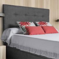 Cabecero tapizado acolchado para dormitorio, modelo Tablet largo en tela antimanchas gris antracita y medidas 151 x 125 cm para camas de 135 o 150 cm. - details 1