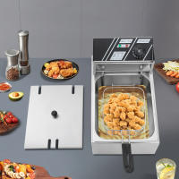 Freidora eléctrica con escurridor de aceite, freidora profunda de acero inoxidable para pescado, alas de pollo, 2500 W (60-200oC/140-392oF) - details 0