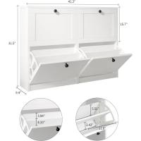 4 Puertas Entrada Recibidor, 105 x 24 x 80 cm (Largo x Ancho x Alto), Madera, para Entrada Estrecha, Pasillo (Blanco) - details 1