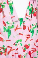 TRAFZA-Vestido corto sin hombros con estampado de frutas para mujer, minivestido elegante con cremallera, informal, con lazo, sin mangas, Verano - details 8