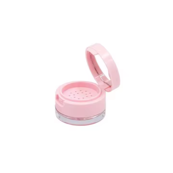 Mini tarro de polvo suelto ligero, contenedor de cosméticos portátil de plástico, espejo con tamiz, estuche vacío para polvo para mujer - 1