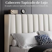 Cama Doble Tapizada 140 x 200cm Estructura de Madera y Metal Moderno Ideal para Adultos 2 Personas - details 8