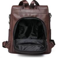 Mochila antirrobo de cuero para mujer, morral de viaje de alta calidad, Color sólido, A la moda, para adolescentes, 2024 - details 16