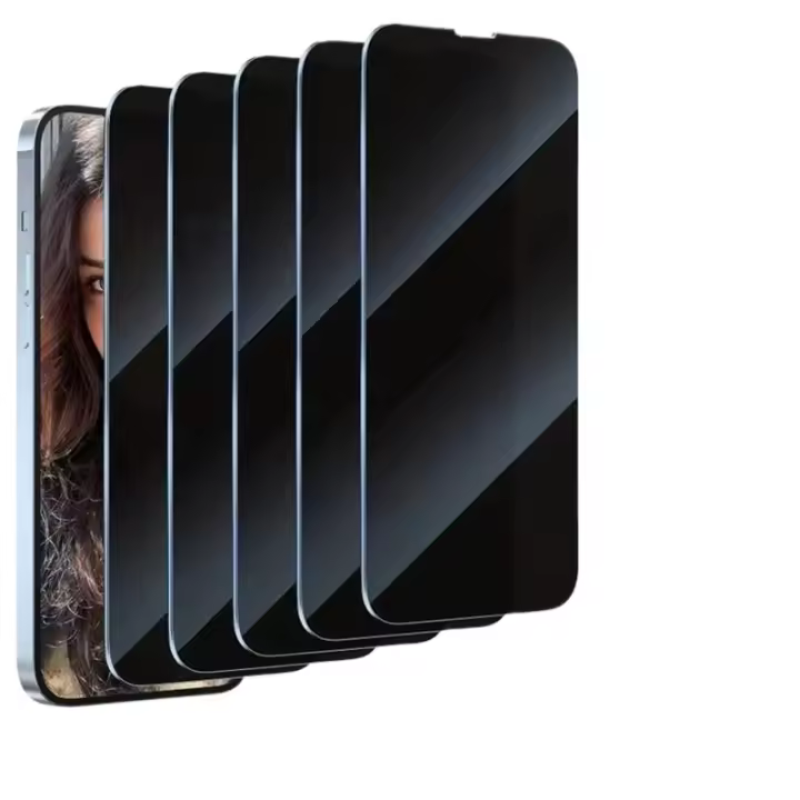 Protector de pantalla de privacidad de cobertura completa de 5 piezas para iPhone 16 11 12 13 14 Pro Max Mini 8K Cristal antiespía para iPhone 15 PRO XR X XS MAX - 1
