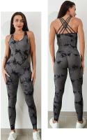 Levantamiento de cadera deportivo para fiesta de yoga teñido con lazo sin costuras, mono trasero de una pieza, mallas para mujer, ropa deportiva para gimnasio - details 15