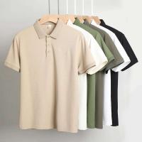 Polo de manga corta de moda informal, top de hombre de color sólido para comodidad de verano - details 19