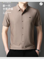 25 Nuevo verano Anti arrugas Casual Polo Business Camisa de manga corta a rayas verticales para hombres - details 1