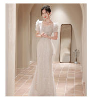 Vestido Eveig Gow Estilo Francés de Cola de Pescado para Mujer 2025 Vestido de Boda de Lujo Ligero - details 0