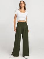 Pantalones de moda para mujer con cintura alta y piernas anchas sólidas para - details 14
