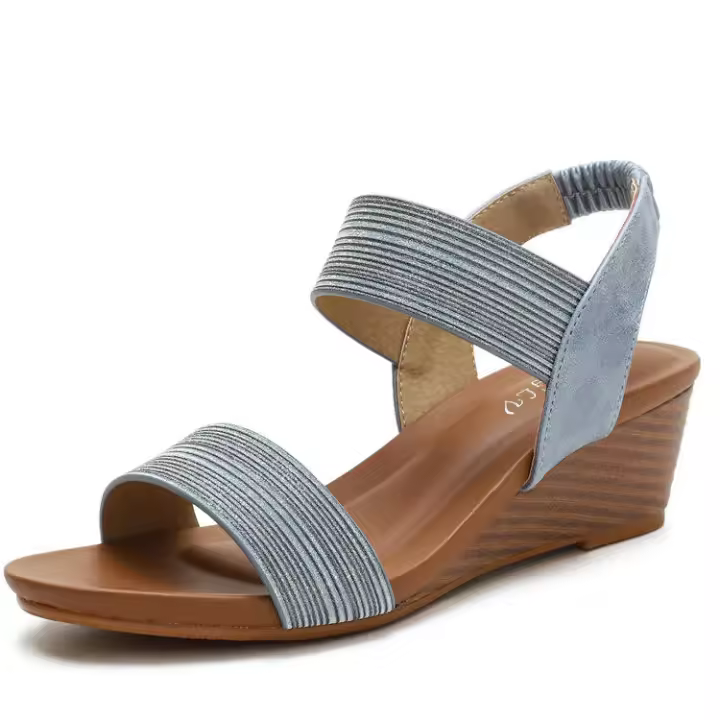 Sandalia Sandalias Correa Estilo Hada Romana Nuevo Verano Tacón de Pendiente Grande Zapatos de Mujer de Moda - 1