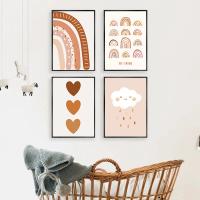 Póster infantil de amor, arcoíris, sol, oso, erizo, nube, flor sonriente, pintura en lienzo adecuada para dormitorio de bebé, habitación de niños - details 3