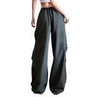 Pantalones Retro Hip Hop para mujer, cintura alta, elásticos, sueltos, ajustables para - details 2