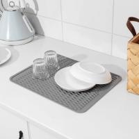 Alfombrilla de silicona para secar platos de varios usos, fácil de limpiar, ecológica, resistente al calor, para encimera de cocina o fregadero, forro para refrigerador o cajón, gris L, 16 pulgadas x 12 pulgadas - details 4