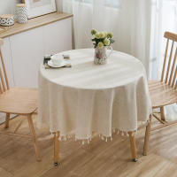 Mantel Redondo de Algodón con Borlas Cubierta de Mesa a Prueba de Polvo para Cocina y Comedor - details 0