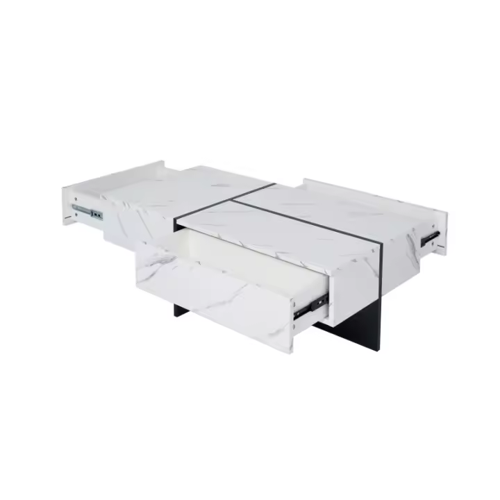 Mesa de Café de Mármol Blanco Brillo Alto Controlado por la Aplicación Muebles de Sala - 1