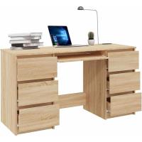 Escritorio Mesa Trabajo Estudio Muebles de Oficina Despacho Ordenador Decoración Capacidad de Almacenamiento de Madera Contrachapada Roble - details 3