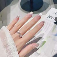 10 uñas adhesivas de ojo de gato rosa de bailarina francesa hechas a mano y juego completo de uñas postizas - details 11