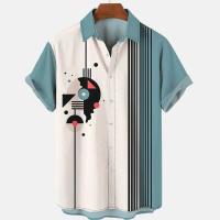 Camisa de Verano Hawaiiana para Hombres Estampado 3D de Saxofón, Suelto, Manga Corta, Clásico, Para la Playa, Aloha - details 6