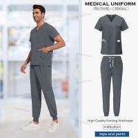 uniforme médico para mujer, artículos de enfermería, uniformes quirúrgicos, Tops de manga corta con cuello en V, pantalones para correr, conjuntos de exfoliante para hombre - details 9