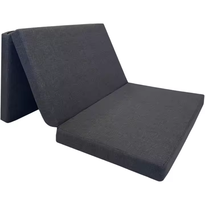 Colchón Plegable con Espuma Alta Densidad y Funda con Cremallera Gris 180x90x8 cm. Colchoneta de Viaje para Ahorrar Espacio y Cama Invitados Cómoda y Resistente. - 1