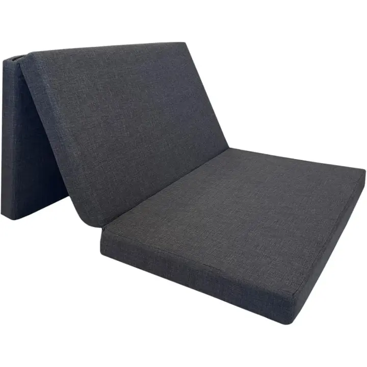 Colchón Plegable con Espuma Alta Densidad y Funda con Cremallera Gris 180x90x8 cm. Colchoneta de Viaje para Ahorrar Espacio y Cama Invitados Cómoda y Resistente. - 1