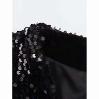 Chaleco de lentejuelas negro para mujer con cuello en V - details 2