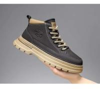 Zapatos de cuero para hombre, ropa de trabajo informal Retro británica, botines bajos de media caña, plantilla con cierre de botón, PU para invierno - details 18