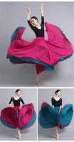Falda baile gasa flamenca para mujer, faldas largas Color sólido 720 grados, ropa práctica bailarina, falda de estilo chino con - details 16