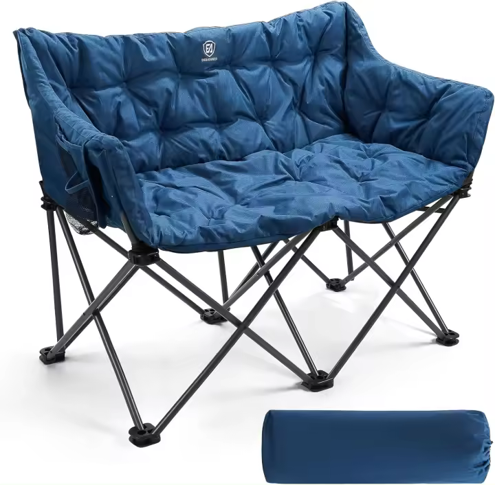 Silla de Camping Plegable para 2 Personas Sofá Plegable 320KG cargable, Silla XXL 2 plazas, sofá de Camping Acolchado Grueso Extra Largo para jardín balcón Interior - 1