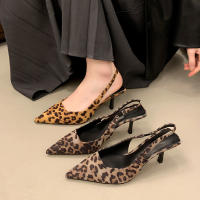 Nuevo nicho retro de gama alta con estampado de leopardo tacones altos temperamento elegante tacón fino sandalias puntiagudas - details 32