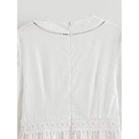 OUWU- 2025 Primavera Mujer Blanco Nuevo Vestido De Manga Larga Algodón Encaje Costura Mini Vestido Casual Playa Mujer Vestidos - details 8