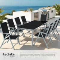 Conjunto Muebles Jardín Exterior 9 Piezas, Estructura de Aluminio, Mesa y Sillas Terraza Impermeables, Resistentes a Intemperie, Sillas Plegables y Reclinables, Tela Transpirable - Plata - details 13