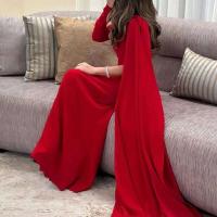 Vestido de noche elegante para mujer, cuello redondo, manga larga, retales, cintura alta, ajustado, a la moda, liso, a la cadera, primavera 2025 - details 4