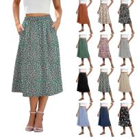 Falda elástica plisada estampada de cintura alta a rodilla para mujer, moda, fiesta, verano, 2024 - details 0