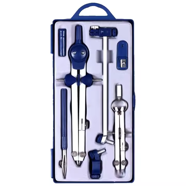 Brújula de dibujo para geometría, herramienta de dibujo de brújula para dibujo, matemáticas, herramienta de ingeniero, 9 piezas - 1