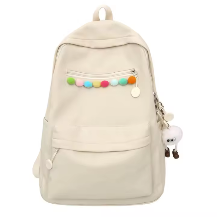 Mochila escolar, bola de pelo, bonita, viaje, moda, estudiantes universitarios, mochila, gran capacidad, fresca y dulce, nailon - 1