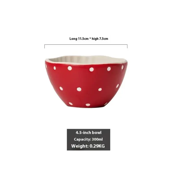 Juego de Vajilla de Cerámica de Hongo Rojo Taza de Café, Taza de Té de la Tarde, Plato de Arroz de Pastelería, Plato de Ensalada Artículos de Cocina y Comedor - 1