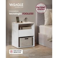 Ultrarrápido sin Herramientas Toolless, , Mesita de Noche, Mesa Auxiliar con Función de Carga, con Cajón, Moderna, para Dormitorio, Sala de Estar, Blanco Mate LET776W01 - details 8