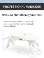 Secador Mini Blanco Portátil 6W Herramienta de Arte de Uñas con Cable USB Recargable - details 7