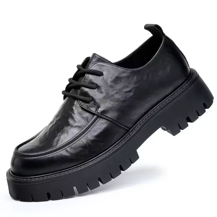 Nueva plataforma de moda, zapatos casuales, zapatos de cuero de punta grande para hombres de negocios británicos, cuero genuino - 1