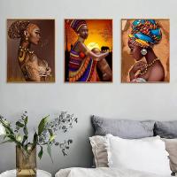 Pintura de Mujer Africana en Lienzo Arte de Pared Moderno para Sala de Estar Decoración del Hogar JUBEER Material de Lienzo - details 2