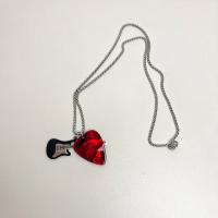 Collar con colgante de púa de guitarra de hip-hop, gargantilla de cadena de guitarra de acero de titanio Punk, cadena de suéter de guitarra eléctrica de moda Vintage para pareja - details 2