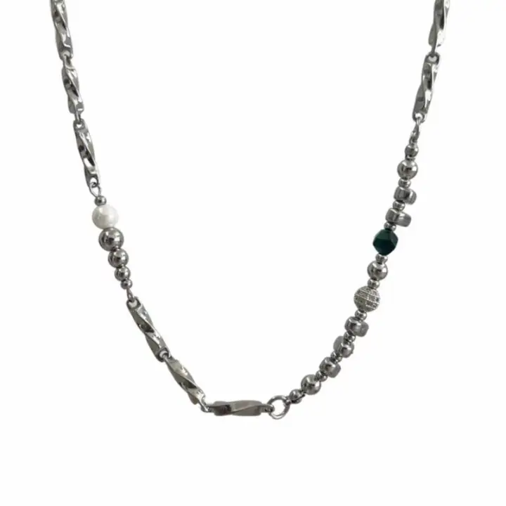 Collar Unisex de Diseño Exclusivo Combinación de Perlas y Piedras Naturales - 1