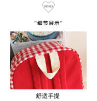 Mochila retro de gran capacidad, roja y blanca a cuadros, estilo universitario KT, mochila escolar japonesa, bonita mochila para chica. - details 8